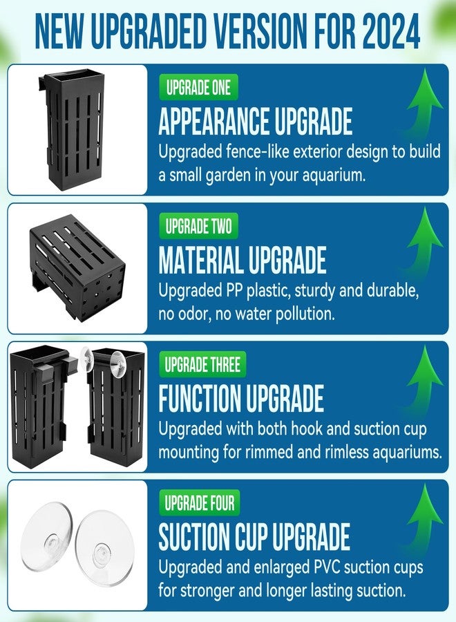 Borlech Upgraded Large Aquarium Plant Holder with Hooks and Suction Cups for Fish Tank Aquaponic Plant Cultivation and Aquascape Decorations (Black) - Image 5